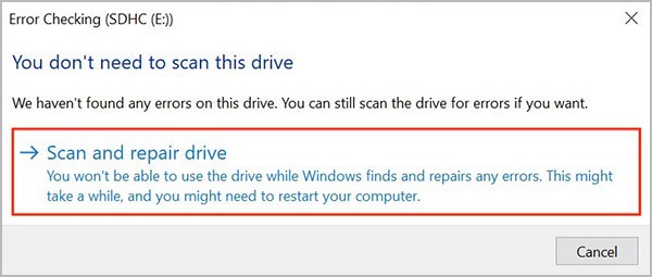 Scan-and-repair-drive