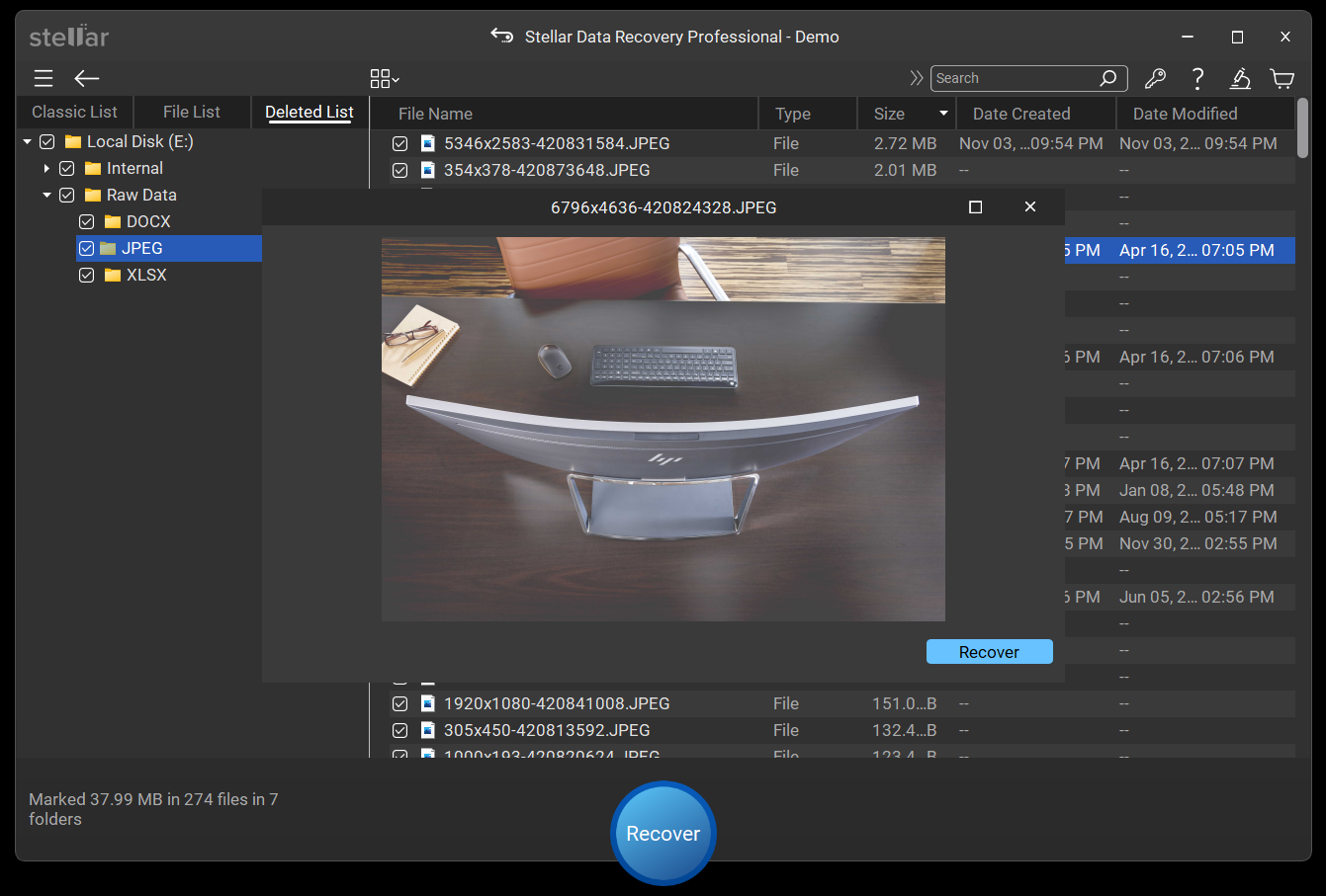 Preview of recovered file 